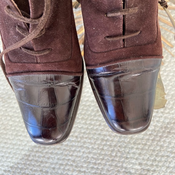 Joan David Shoes size 8.5 Brown Croc & Suede - Picture 10 of 10